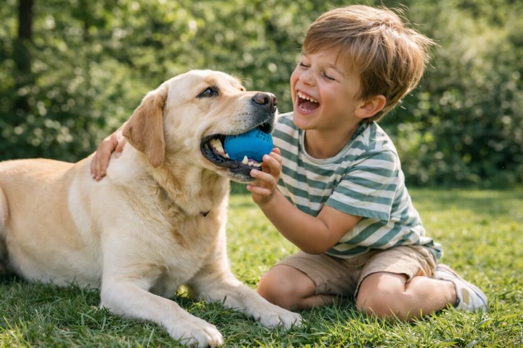 Enfant-jouant-avec-un-labrador-dans-un-jardin_ybloptima-1024x682 Choisir son chien : Le guide complet selon votre mode de vie