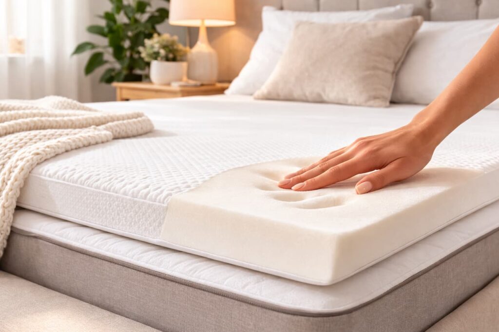 Surmatelas-memoire-de-forme-sur-lit_ybloptima-1024x682 Choisir son matelas : Guide complet pour un sommeil réparateur