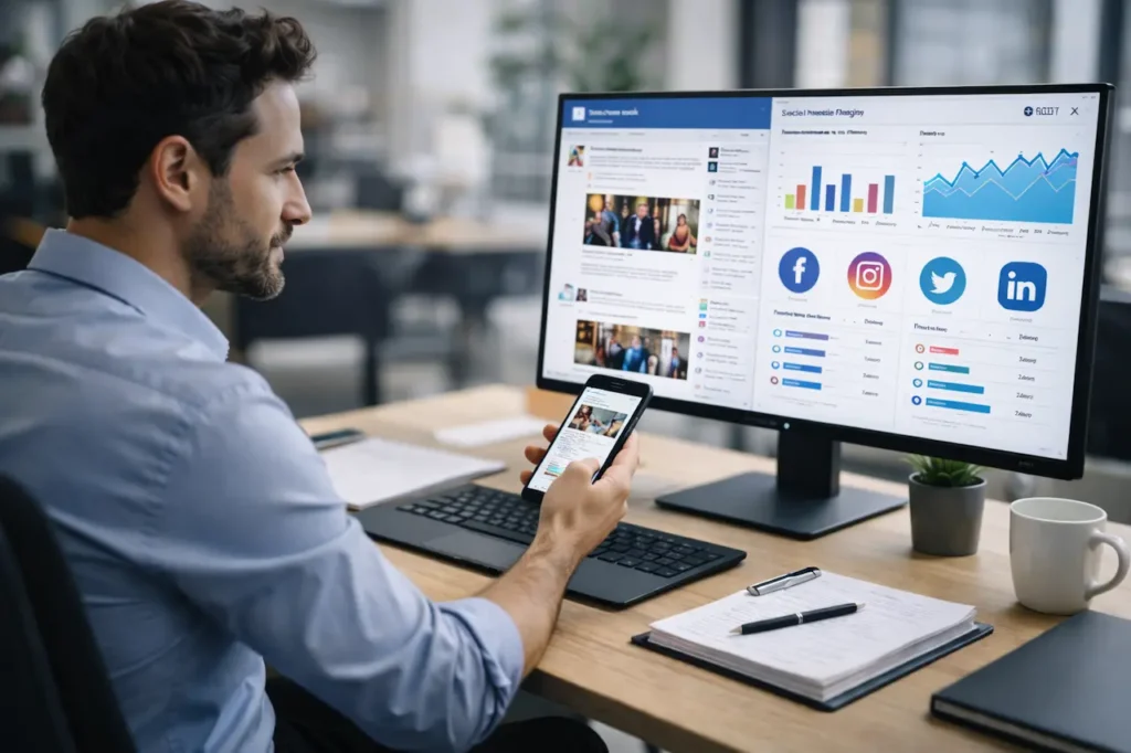 Community-manager-travaillant-sur-les-reseaux-sociaux_YBLOPTIMA.FR_-1024x682 Comment devenir Community Manager en 2026 : Formation, salaire et débouchés